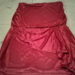 Sexy Red Faux Satin strapless Mini